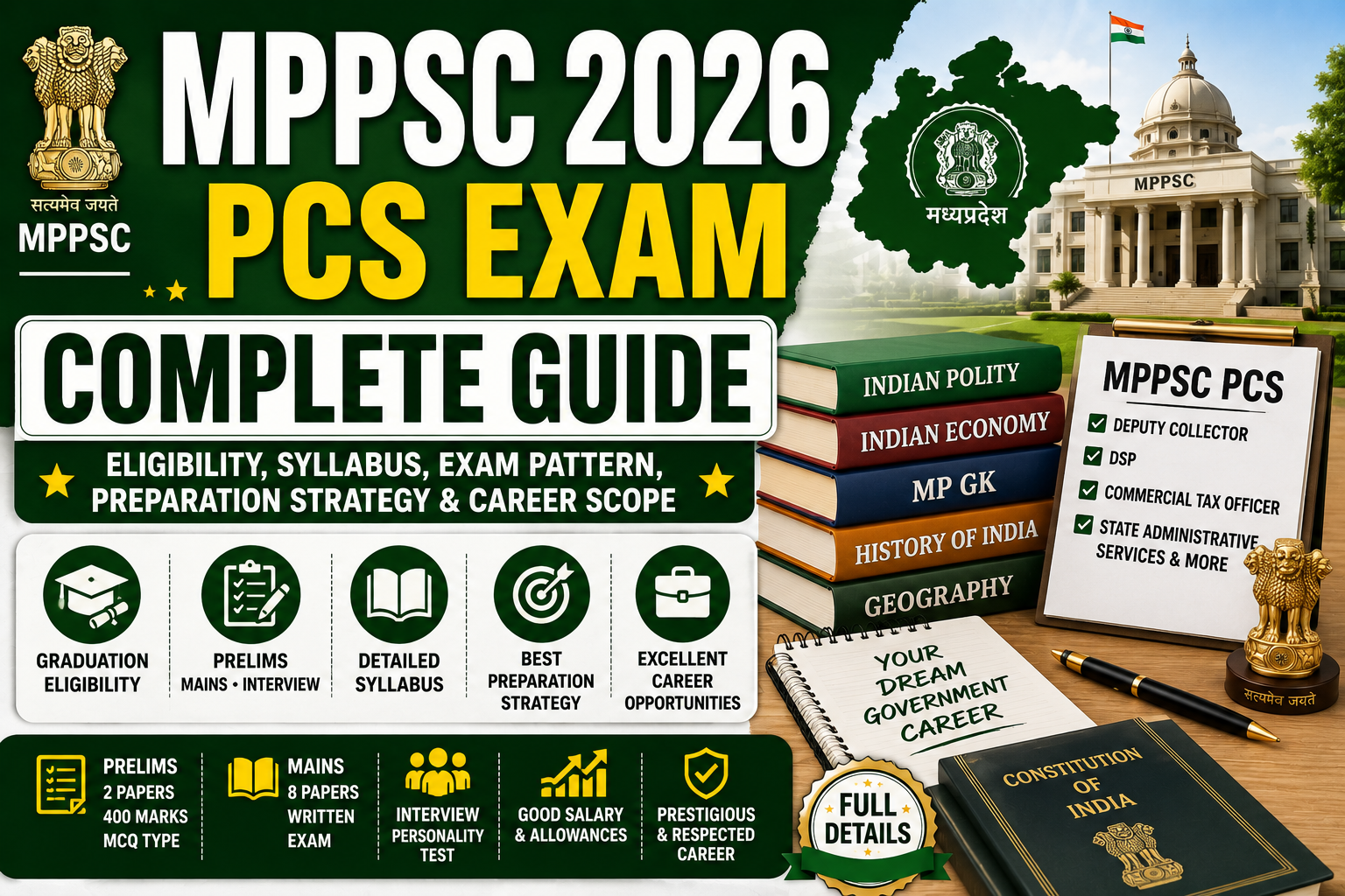 MPPSC PCS Exam 2026 Complete Guide Eligibility Syllabus Exam Pattern Salary and Preparation Strategy
