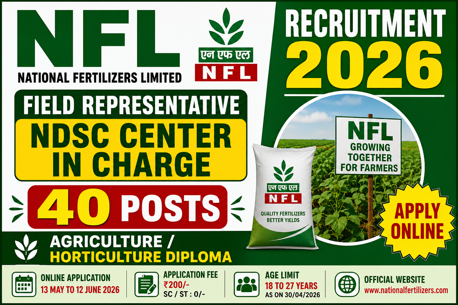 NFL Field Representative NDSC Center In Charge Recruitment 2026 Apply Online for 40 Posts